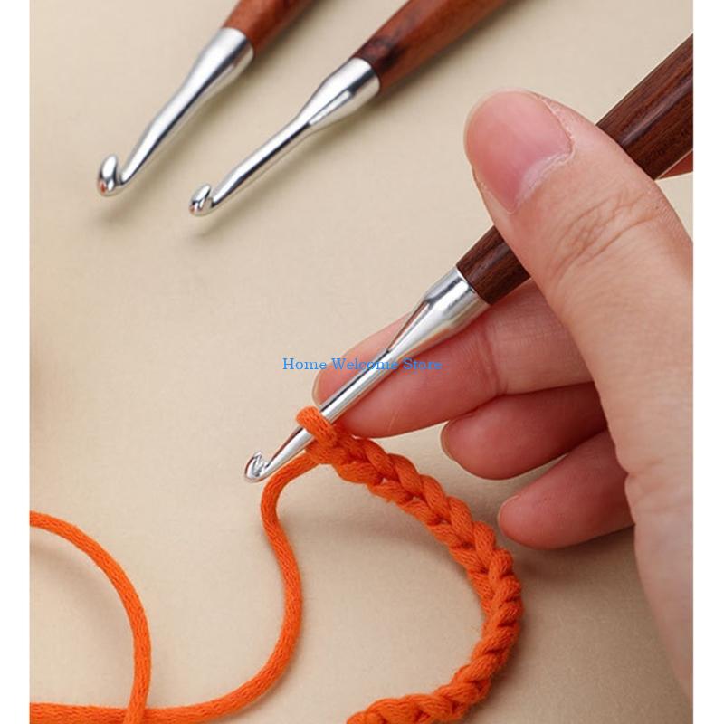 F68E 8Pcs Wooden Handle Croche - Wooden Crochet Hooks Ergonomic Handle review and price