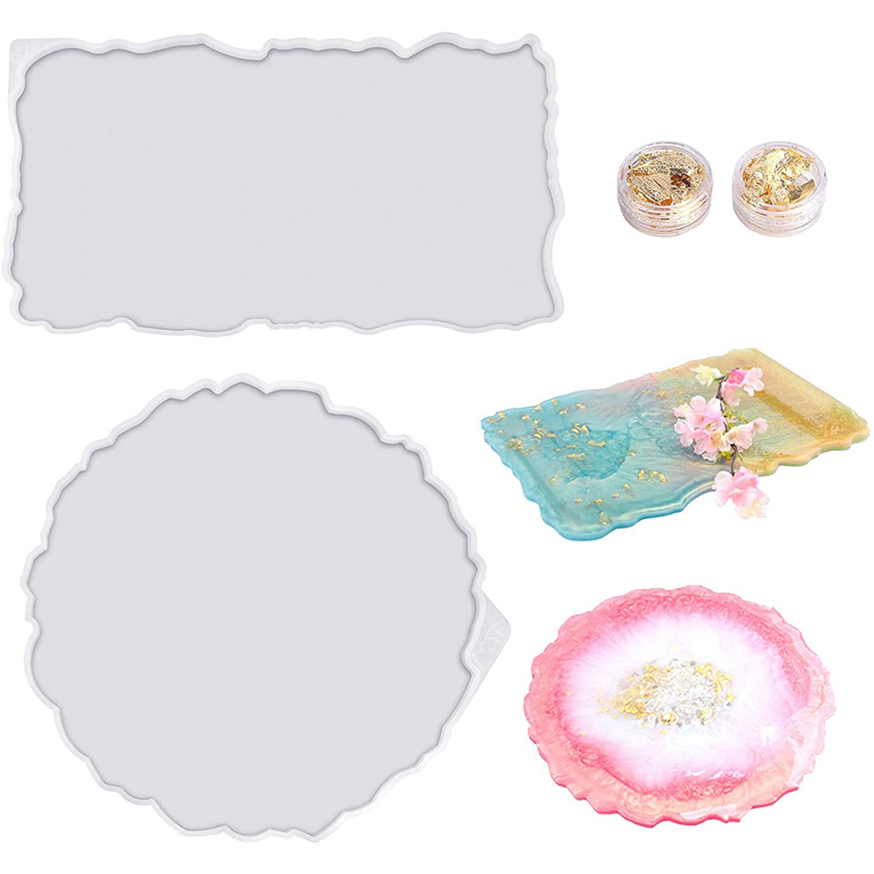 4 Pieces Tray Silicone Mold Ki - Silicone Epoxy Resin Molds Set review and price